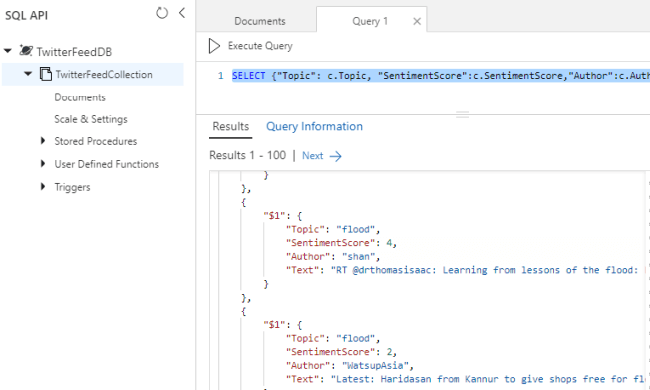 Cosmos DB data explorer